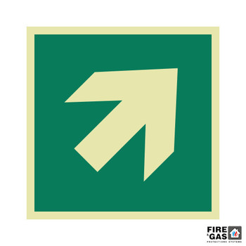 ZNAK Kierunek drogi ewakuacyjnej 45` 20x20 E006