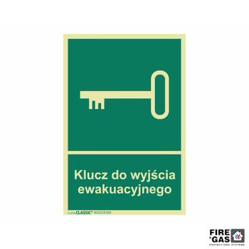 ZNAK Klucz do wyjścia ewakuacyjnego 22x15 E200