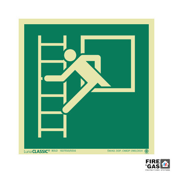 ZNAK Okno ewakuacyjne z drabiną ewakuacyjną 20x20 E016