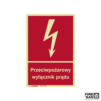 ZNAK Przeciwpożarowy wyłącznik prądu 22x15 F103