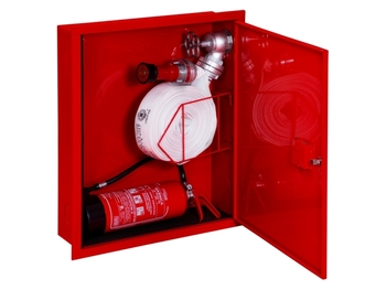 Hydrant wewnętrzny H52-W-KP-20K Hydrant DN52, wnękowy z miejscem na gaśnicę pod spodem, 20m, czerwony