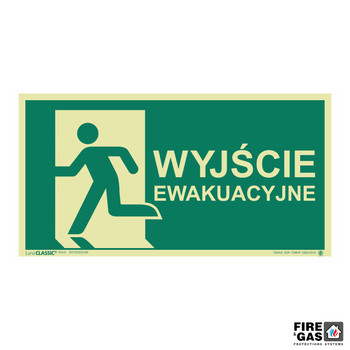 ZNAK Wyjście ewakuacyjne lewe 15x28,5 E100