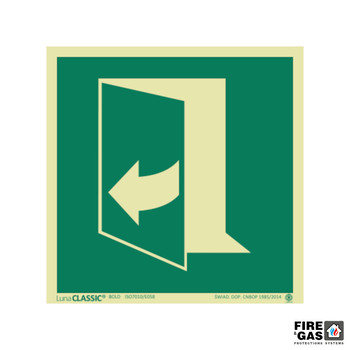 ZNAK Ciągnąć aby otworzyć drzwi lewe 15x15 E058