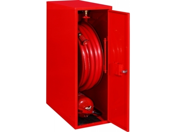 Hydrant wewnętrzny H25B-Z-KP-30 Hydrant DN25, boczny zawieszany z miejscem na gaśnicę pod spodem, biały