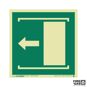 ZNAK Przesunąć aby otworzyć drzwi (lewe) 15x15 E034