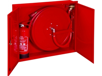 Hydrant wewnętrzny H25S-W-K-30 Hydrant DN25, wnękowy smukły z miejscem na gaśnicę obok, czerwony