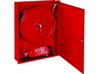 Hydrant wewnętrzny H25S-W-KP-30 Hydrant DN25, wnękowy smukły z miejscem na gaśnicę pod spodem, czerwony