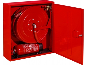 Hydrant wewnętrzny H25-Z-KP-20 Hydrant DN25, zawieszany z miejscem na gaśnicę pod spodem, czerwony