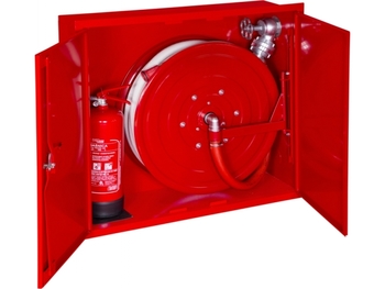 Hydrant wewnętrzny H33-W-K-20 Hydrant DN33 wnękowy z bębnem z miejscem na gaśnicę obok, czerwony