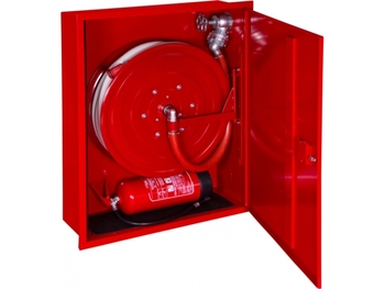 Hydrant wewnętrzny H33-W-KP-20 Hydrant DN33 wnękowy z bębnem z miejscem na gaśnicę pod spodem, czerwony