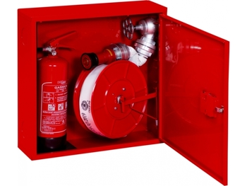 Hydrant wewnętrzny H52-Z-K-15 Hydrant DN52, zawieszany z miejscem na gaśnicę obok, 15m, czerwony