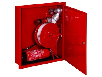 Hydrant wewnętrzny H52-W-KP-15 Hydrant DN52, wnękowy z miejscem na gaśnicę pod spodem,15m, czerwony