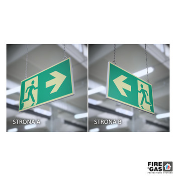 ZNAK Wyjście ewakuacyjne dwustronne (podwieszany) 39x74 E104/E105-P