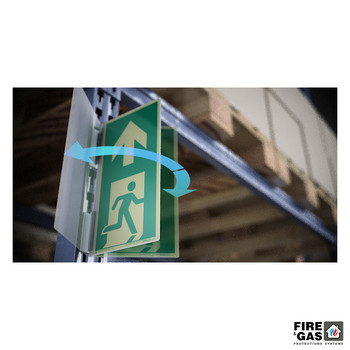 ZNAK Wyjście ewakuacyjne na wprost lewe uchylne 15x28,5 E305
